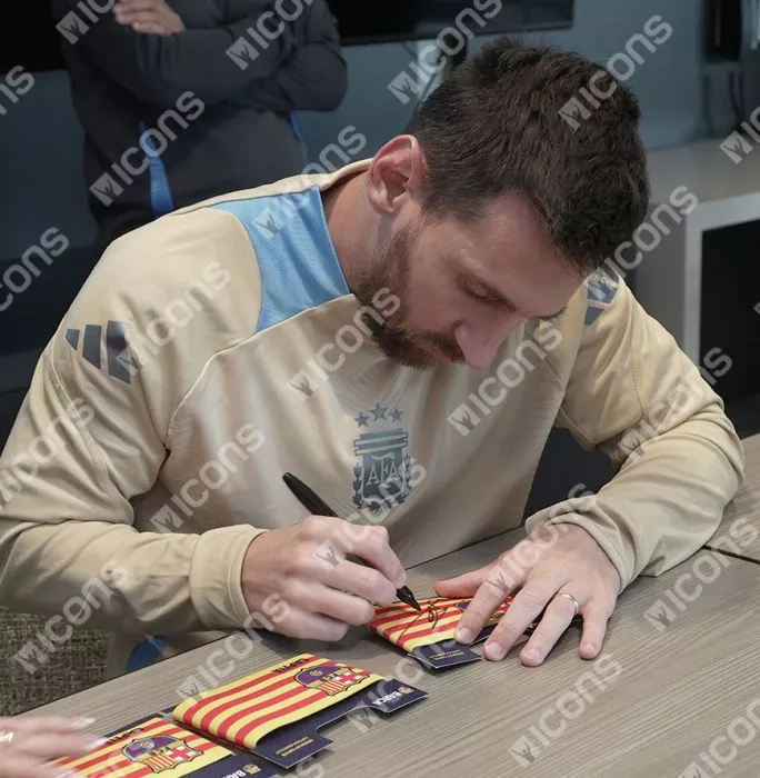 Lionel Messi Official FC Barcelona Signed And Framed Branded Captain's Armband