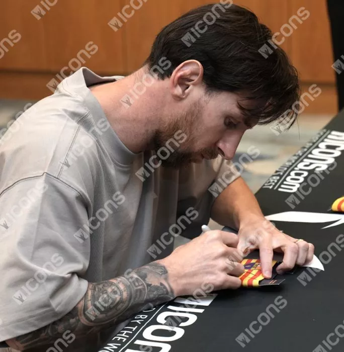 Lionel Messi Official FC Barcelona Signed And Framed Branded Captain's Armband