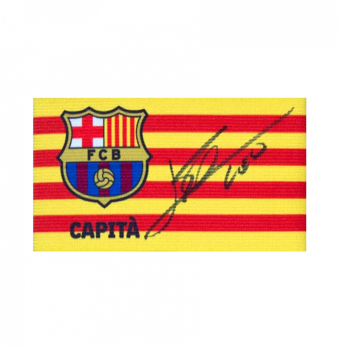 Lionel Messi Official FC Barcelona Signed And Framed Branded Captain's Armband