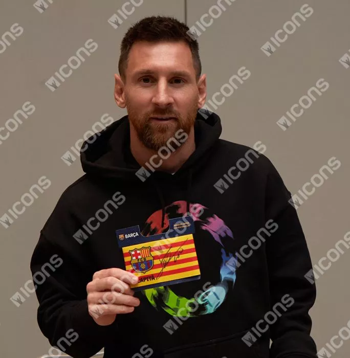 Lionel Messi Official FC Barcelona Signed And Framed Branded Captain's Armband