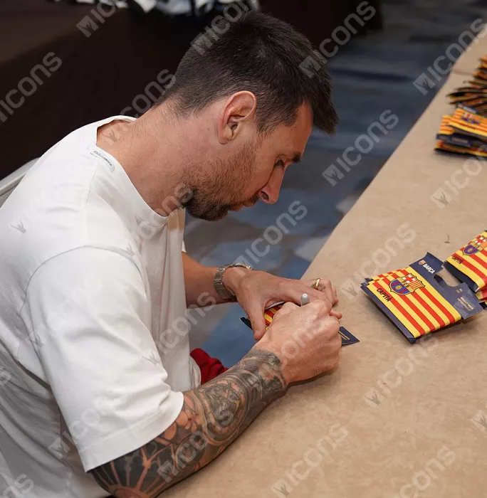 Lionel Messi Official FC Barcelona Signed And Framed Branded Captain's Armband