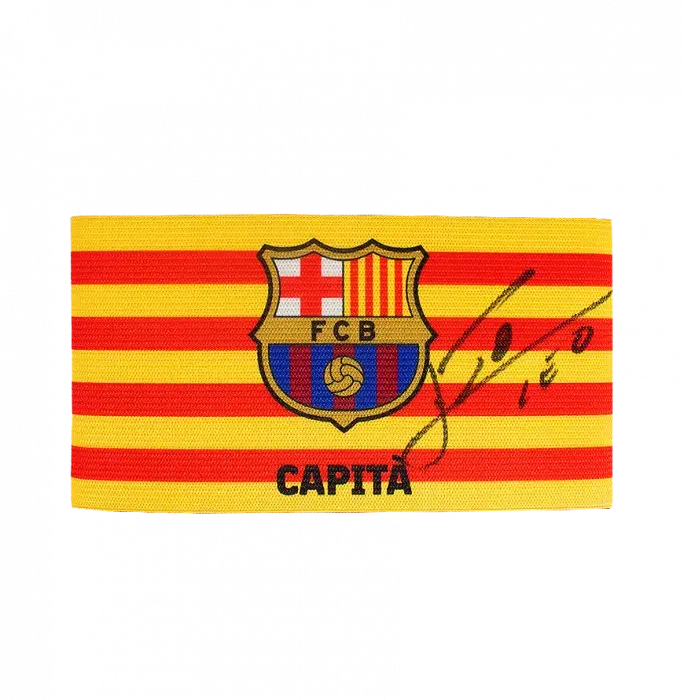 Lionel Messi Official FC Barcelona Signed And Framed Branded Captain's Armband