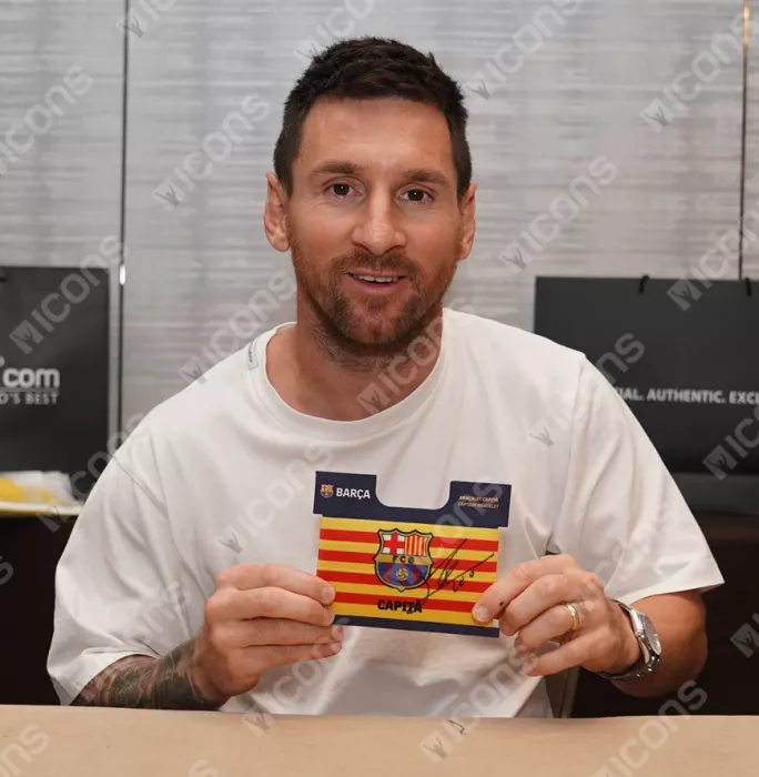 Lionel Messi Official FC Barcelona Signed And Framed Branded Captain's Armband