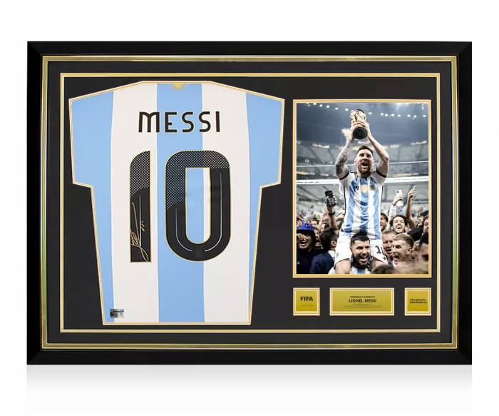 Lionel Messi Official FIFA World Cup™ Back Signed and Hero Framed Argentina 2024-25 Home Shirt