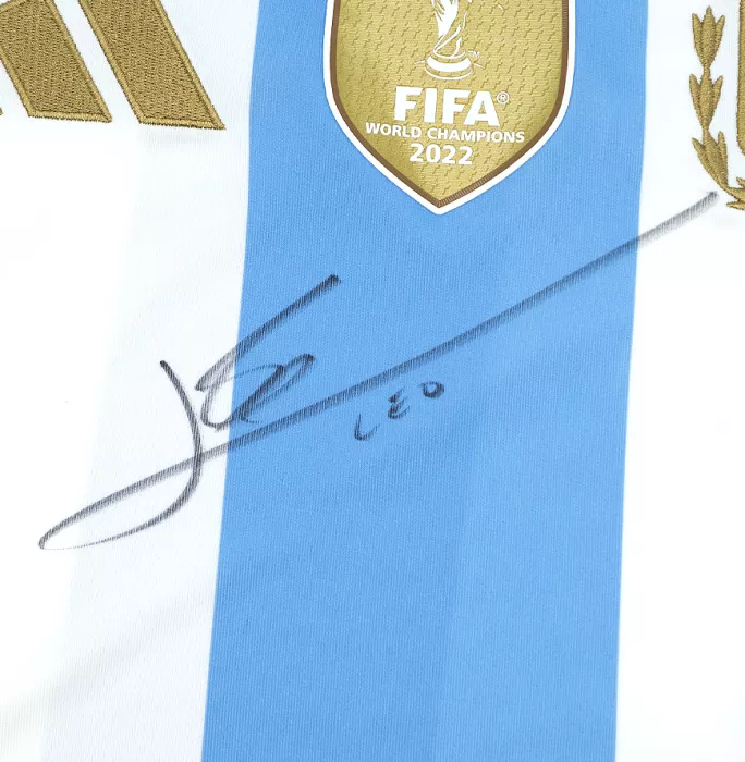 Lionel Messi Official FIFA World Cup™ Front Signed And Hero Framed Argentina 2024-25 Home Shirt