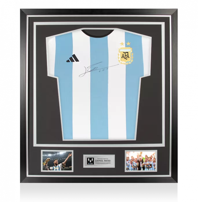 Lionel Messi Official Front Signed Argentina 2022 Home Shirt In Classic Frame