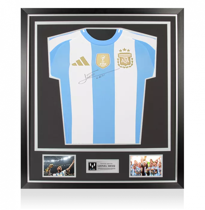 Lionel Messi Official Front Signed Argentina 2024-25 Home Shirt In Classic Frame