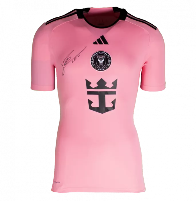 Lionel Messi Official Front Signed Inter Miami CF 2024-25 Home Shirt In Hero Frame: Option 1