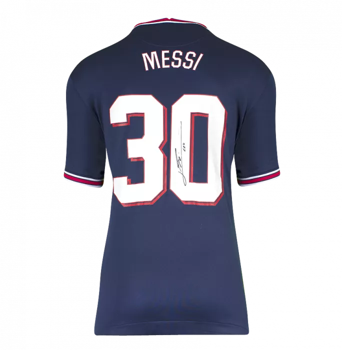 Lionel Messi Official Paris Saint-Germain Back Signed And Framed 2021-22 Home Shirt With Fan Style Numbers