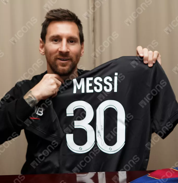 Lionel Messi Official Paris Saint-Germain Back Signed And Framed 2021-22 Third Shirt