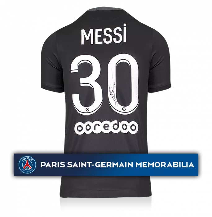 Lionel Messi Official Paris Saint-Germain Back Signed And Framed 2021-22 Third Shirt
