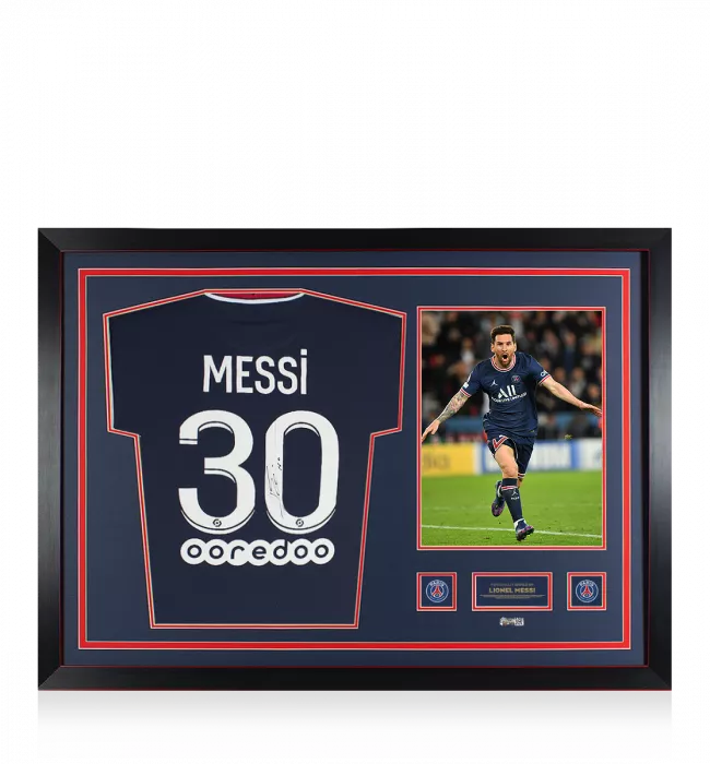 Lionel Messi Official Paris Saint-Germain Back Signed and Framed 2021-22 Home Shirt: Icon Edition