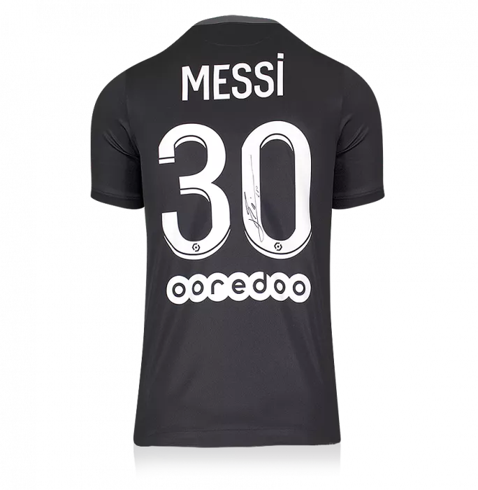 Lionel Messi Official Paris Saint-Germain Back Signed And Framed 2021-22 Third Shirt