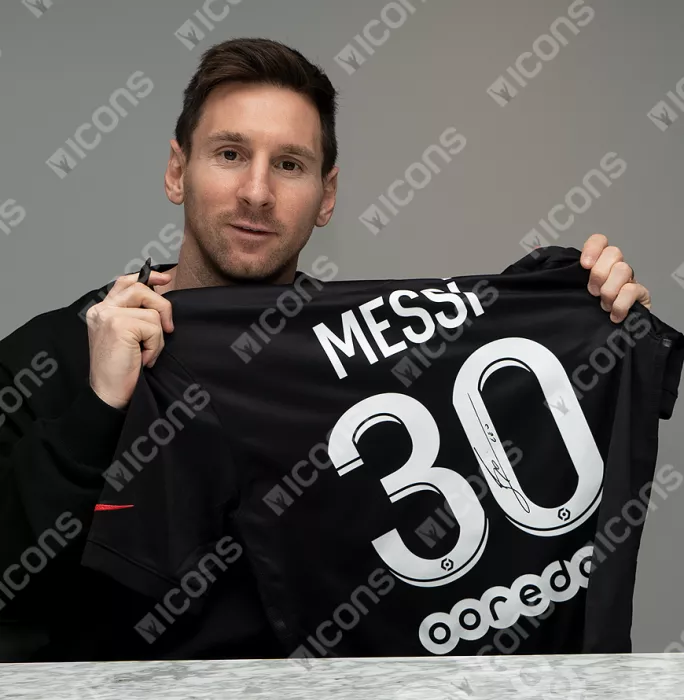 Lionel Messi Official Paris Saint-Germain Back Signed And Framed 2021-22 Third Shirt