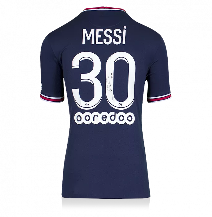Lionel Messi Official Paris Saint-Germain Back Signed And Framed 2021-22 Home Shirt: Champions Edition