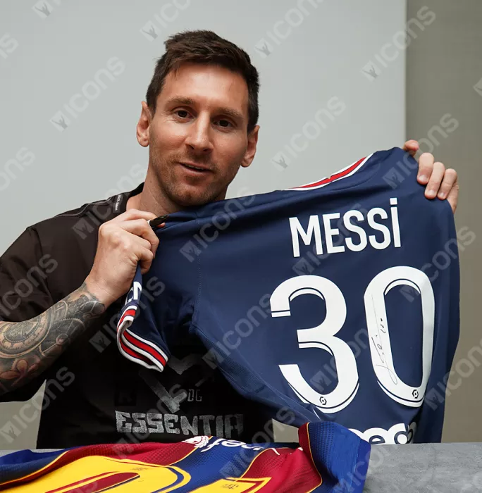 Lionel Messi Official Paris Saint-Germain Back Signed And Framed 2021-22 Home Shirt: Champions Edition