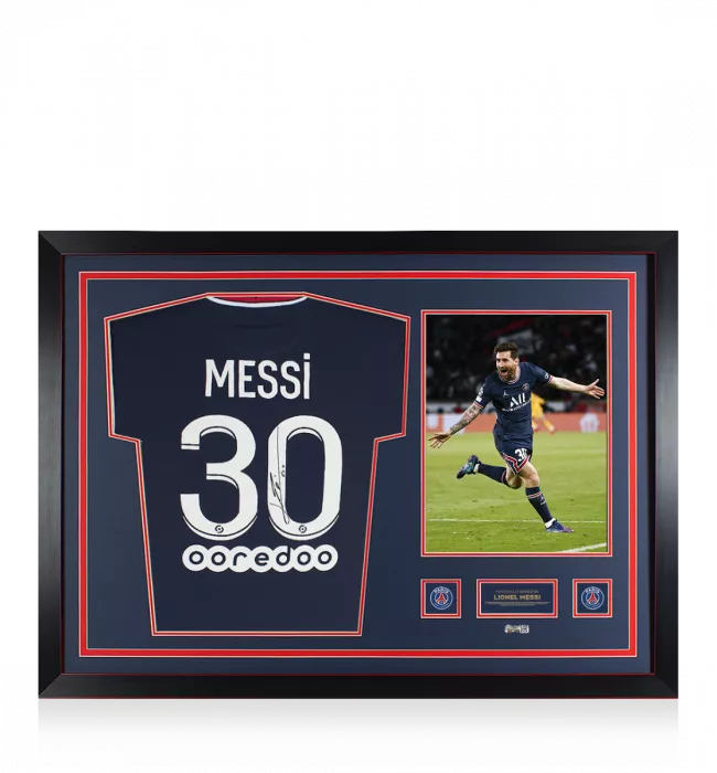 Lionel Messi Official Paris Saint-Germain Back Signed and Framed 2021-22 Home Shirt