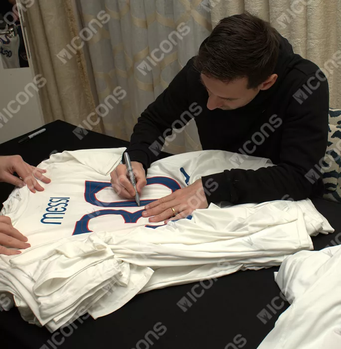 Lionel Messi Official Paris Saint-Germain Back Signed And Framed White Fan Shirt