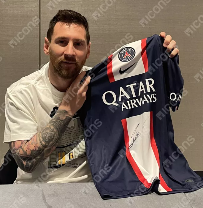 Lionel Messi Official Paris Saint-Germain Front Signed And Framed 2022-23 Home Shirt