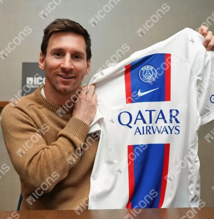 Lionel Messi Official Paris Saint-Germain Front Signed And Framed 2022-23 Third Shirt