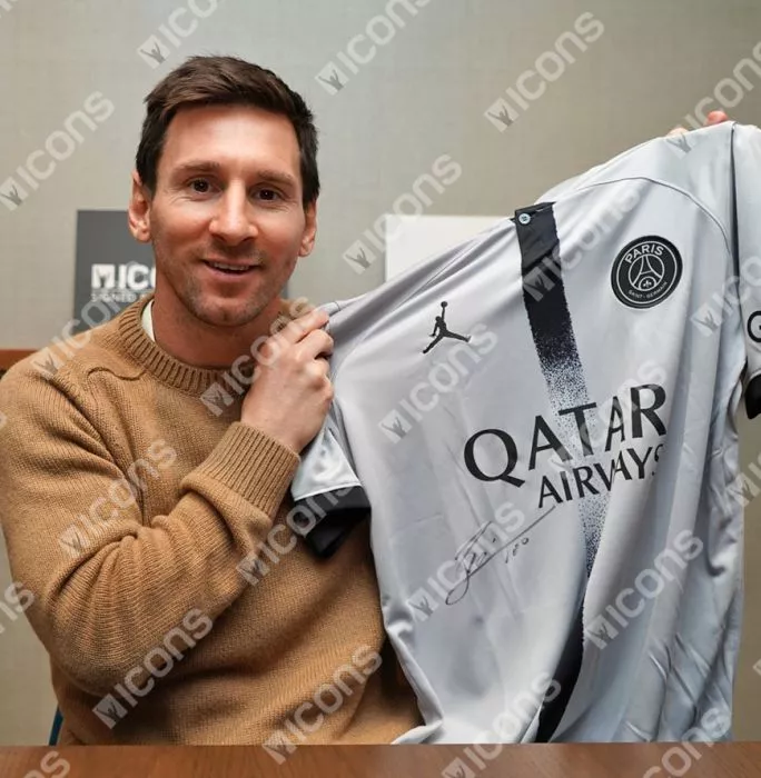 Lionel Messi Official Paris Saint-Germain Front Signed And Framed 2022-23 Away Shirt