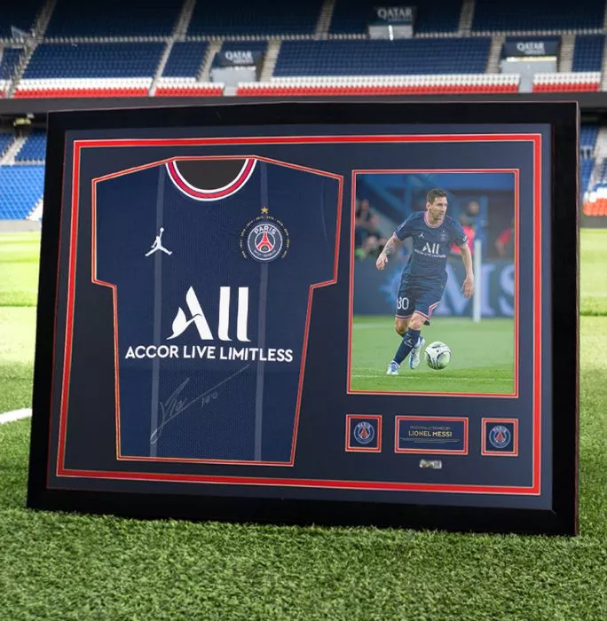 Lionel Messi Official Paris Saint-Germain Front Signed And Framed 2021-22 Home Shirt: Ligue 1 Champions Edition