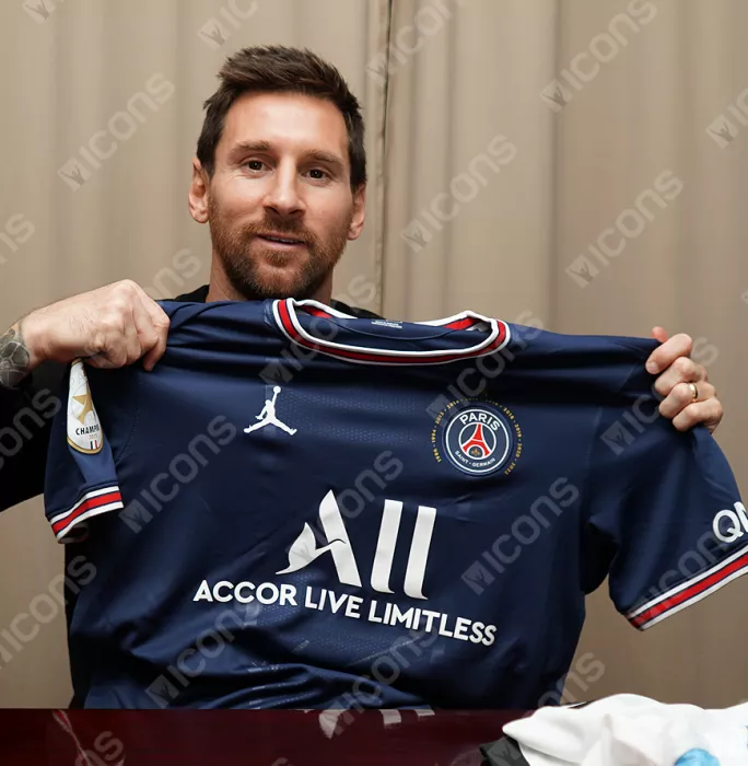 Lionel Messi Official Paris Saint-Germain Front Signed And Framed 2021-22 Home Shirt: Ligue 1 Champions Edition