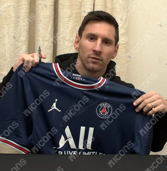 Lionel Messi Official Paris Saint-Germain Front Signed And Framed 2021-22 Home Shirt