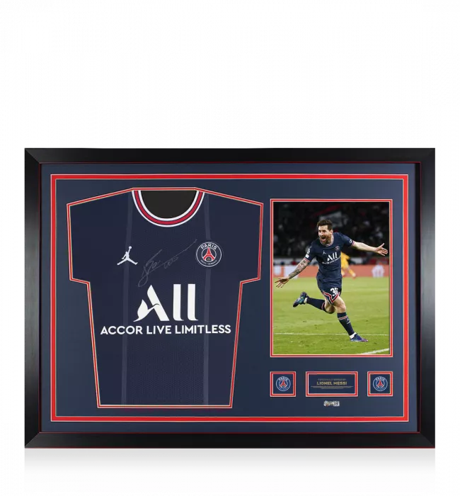 Lionel Messi Official Paris Saint-Germain Front Signed and Framed 2021-22 Home Shirt