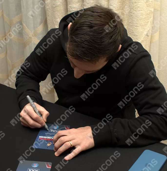 Lionel Messi Official Paris Saint-Germain Signed And Framed Press Conference Lanyard
