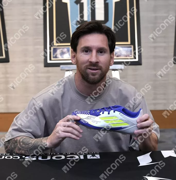 Lionel Messi Official Signed Adidas F50 X Boot In Acrylic Case