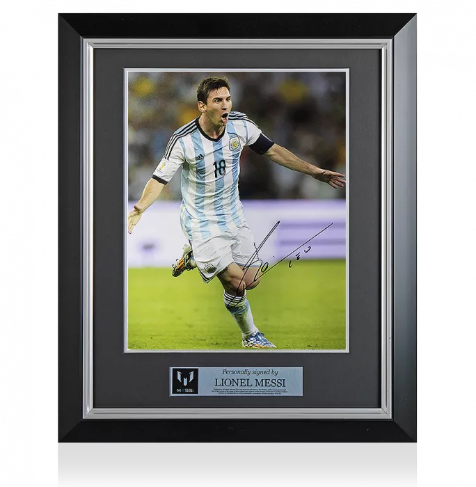 Lionel Messi Official Signed and Framed Argentina Photo: Goal vs Bosnia-Herzegovina