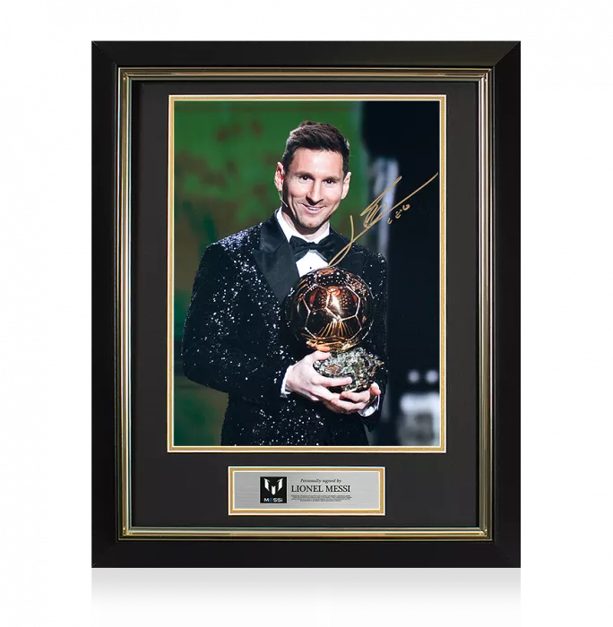 Lionel Messi Official Signed And Framed Photo: 2021 Ballon D'Or Winner
