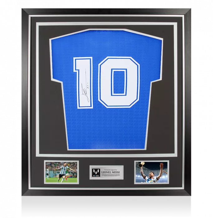 Lionel Messi Official Signed Argentina 1994 Reissue Away Shirt In Classic Frame: Number 10