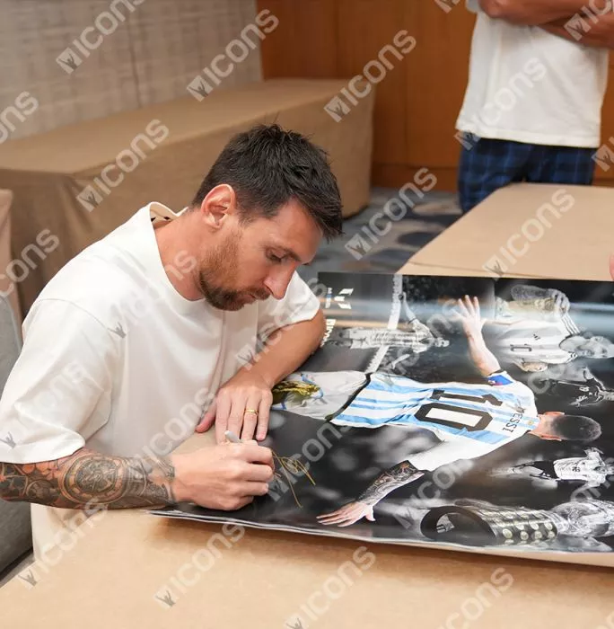 Lionel Messi Official Signed Argentina Montage Print
