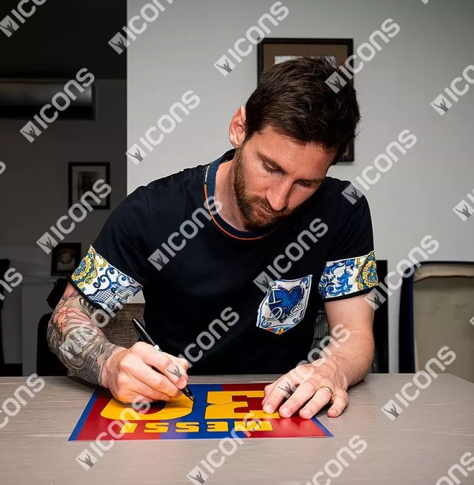 Lionel Messi Official Signed FC Barcelona 2005-06 Shirt Print In Black Wooden Frame: Limited Edition 'Messi 30'