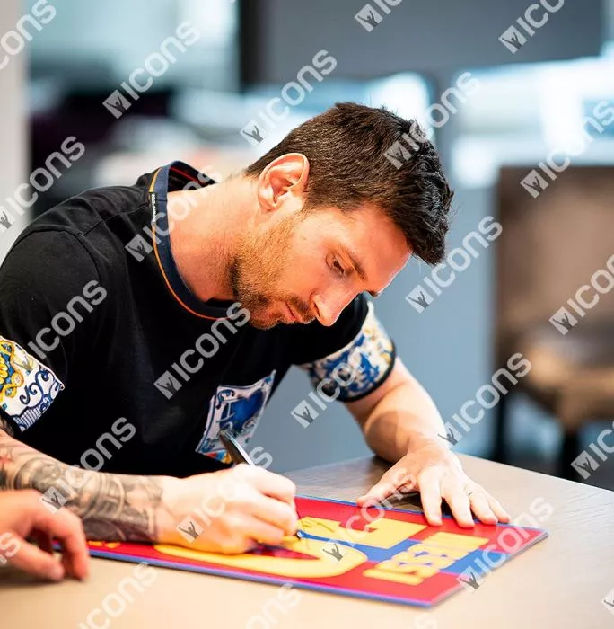 Lionel Messi Official Signed FC Barcelona 2005-06 Shirt Print In Black Wooden Frame: Limited Edition 'Messi 30'