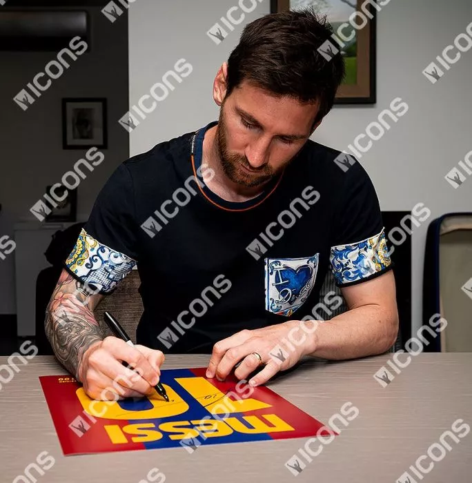 Lionel Messi Official Signed FC Barcelona 2010-11 Shirt Print In Black Wooden Frame: Limited Edition 'Messi 10'