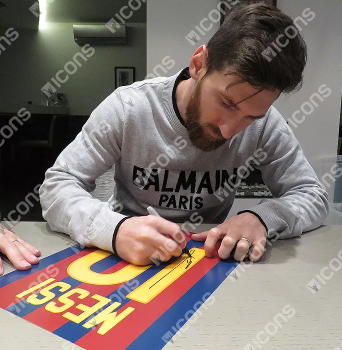 Lionel Messi Official Signed FC Barcelona 2011-12 Shirt Print In Black Wooden Frame: Limited Edition 'Messi 10'