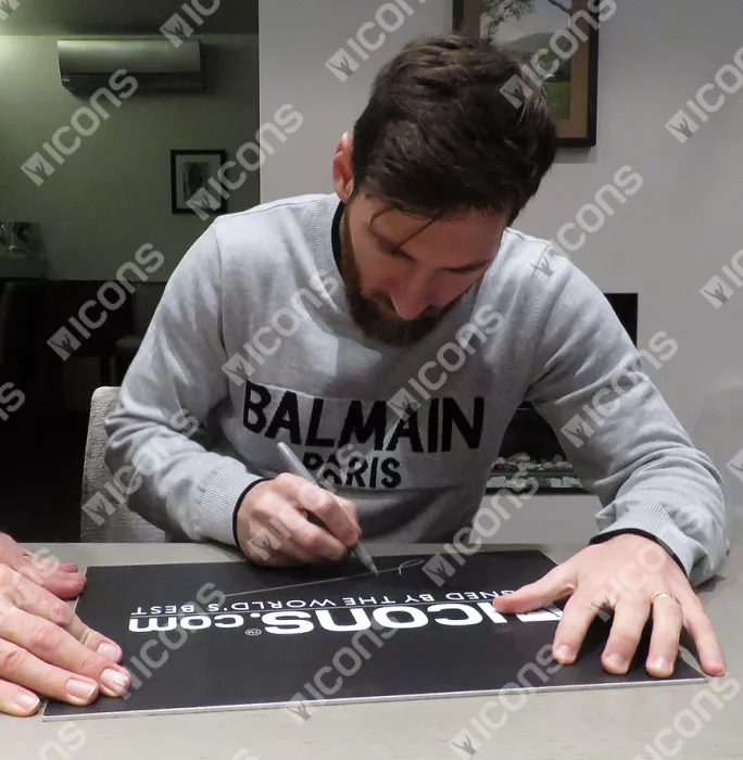 Lionel Messi Official Signed FC Barcelona 2011-12 Shirt Print In Black Wooden Frame: Limited Edition 'Messi 10'