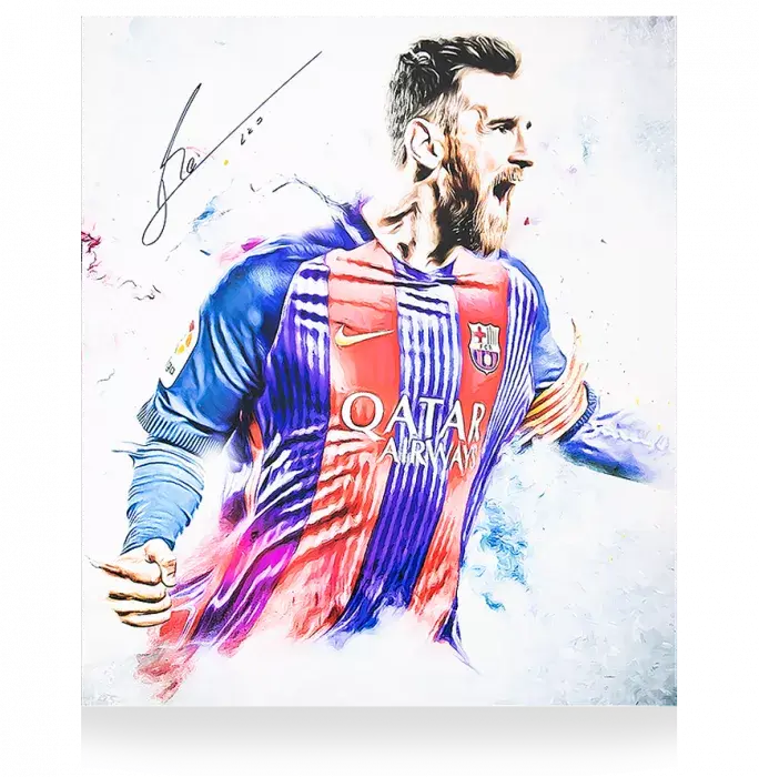 Lionel Messi Official Signed FC Barcelona Artwork
