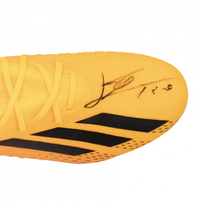 Lionel Messi Official Signed Orange Adidas X Speedportal.1 Boot In Bubble Frame: Option 1