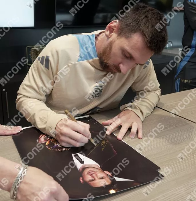 Lionel Messi Official Signed Photo In Black Wooden Frame: 2011 Ballon D'Or Winner