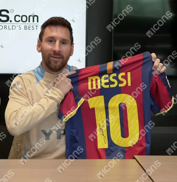 Lionel Messi Official UEFA Champions League Official Back Signed And Hero Framed FC Barcelona 2010-11 Home Shirt