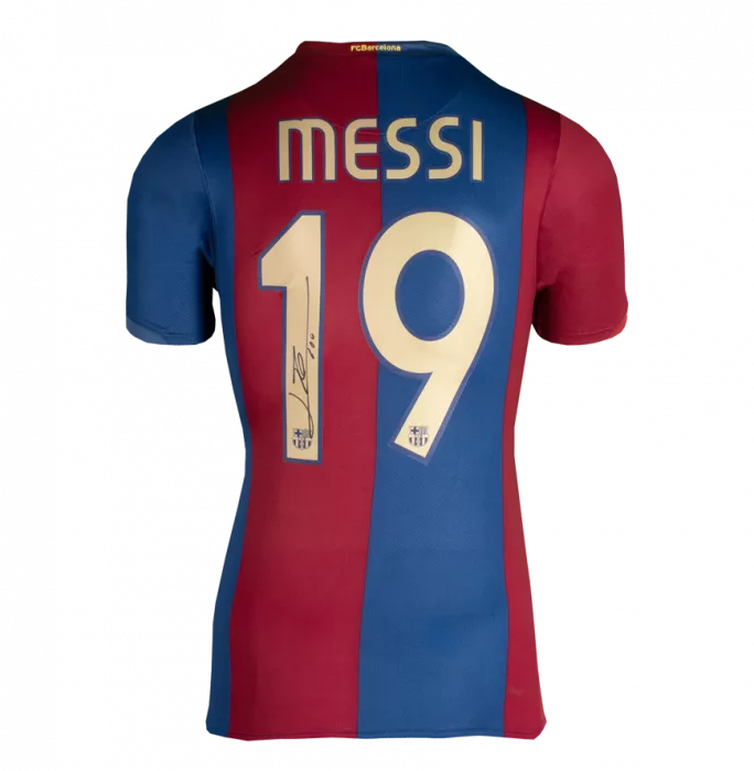 Lionel Messi Official UEFA Champions League Official Back Signed And Hero Framed FC Barcelona 2006-07 Home Shirt