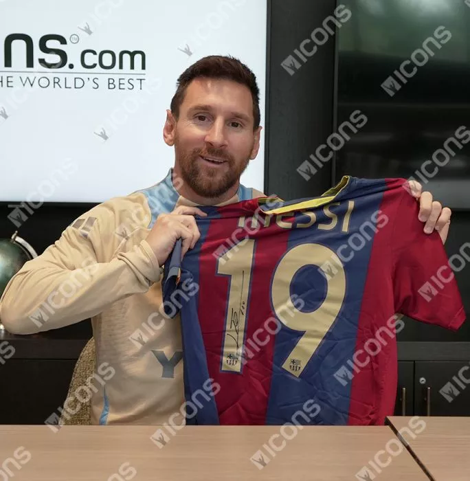 Lionel Messi Official UEFA Champions League Official Back Signed And Hero Framed FC Barcelona 2006-07 Home Shirt