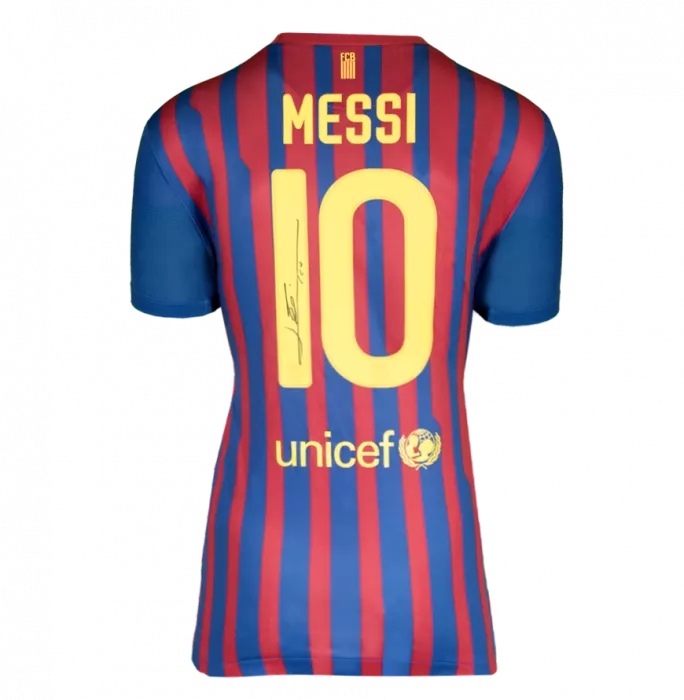 Lionel Messi Official UEFA Champions League Official Back Signed And Framed FC Barcelona 2011-12 Home Shirt