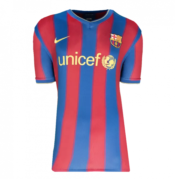 Lionel Messi Official UEFA Champions League Official Back Signed And Hero Framed FC Barcelona 2009-10 Home Shirt