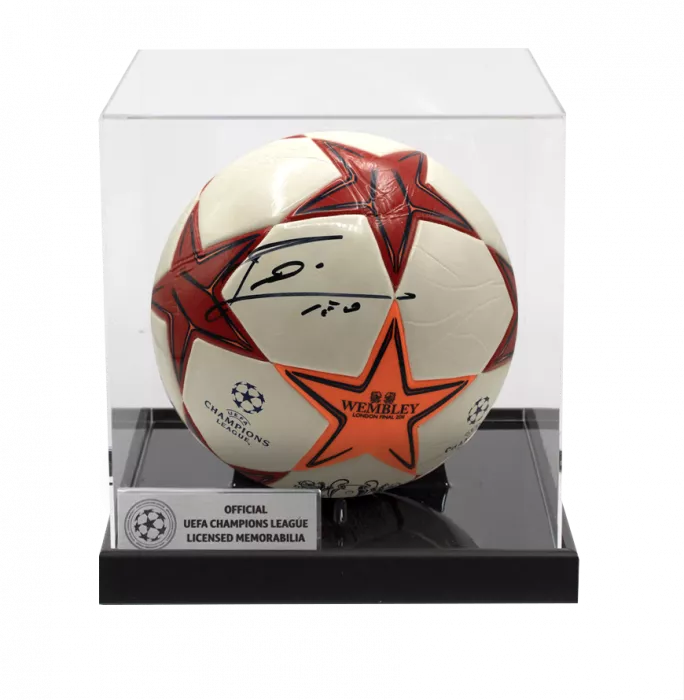 Lionel Messi Official UEFA Champions League Signed 2011 UEFA Champions League Final Football In Acrylic Case