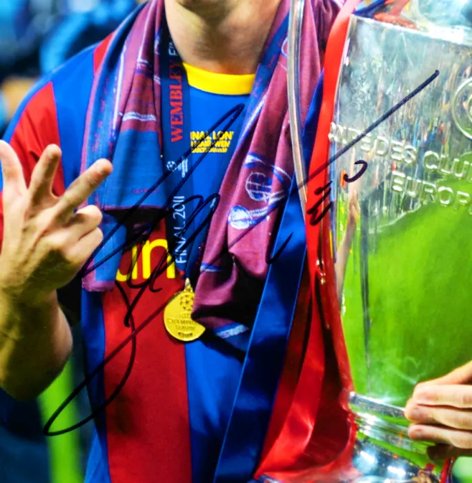 Lionel Messi Official UEFA Champions League Signed 3D Mini Replica Trophy On Stand: 2011 Winner